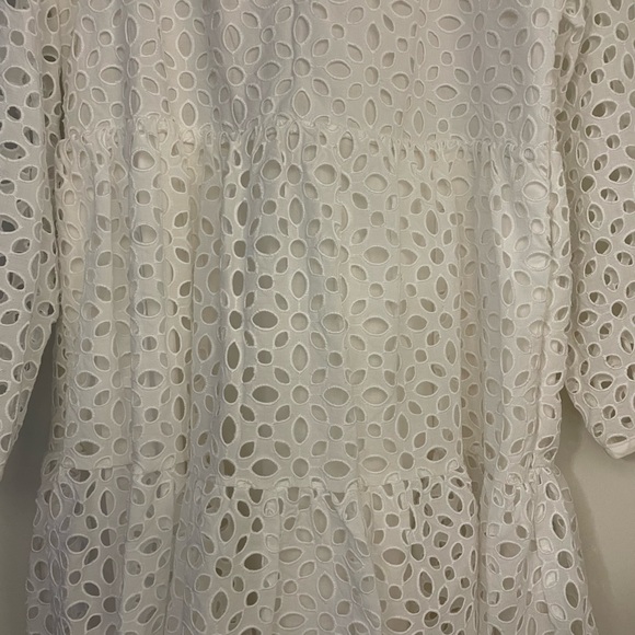 J. Crew White Eyelet Tiered Long sleeve Dress- Size Medium - Picture 9 of 10